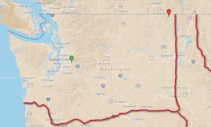 Twin Peak en rouge, Snoqualmie en vert